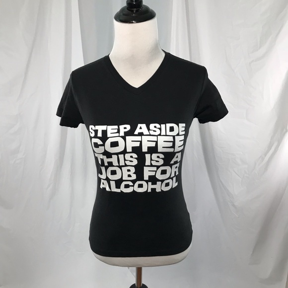 Tops - Black Step Aside Coffee T-shirt Sz XS